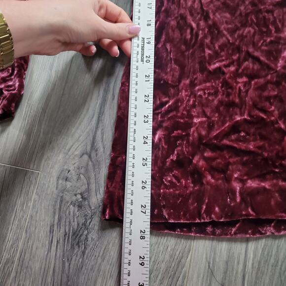 Sundance Pants Velvet Women XS Burgundy Pull On Elastic Waist Wide Leg Crushed - Picture 7 of 9